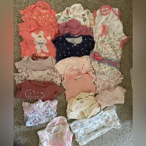 Assorted 6-9 months Baby Onesies, bodysuit, footed pajamas, leggings, jacket